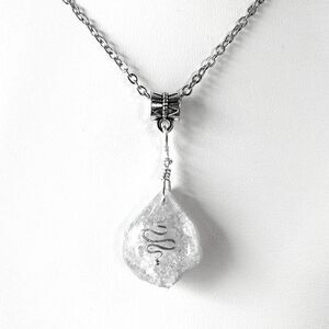 Handmade Clear Resin Snake Pendant Necklace | Iridescent Sparkle